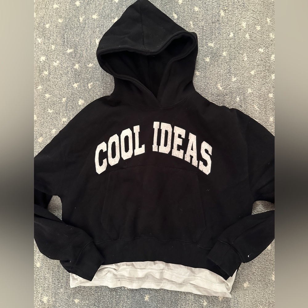 Zara double layer look hoodie sweatshirt black white size 11-12